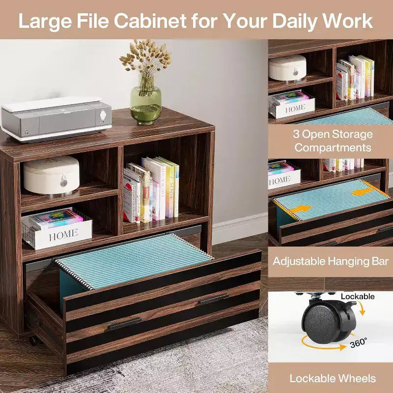 Grand bureau de direction avec caisson de rangement mobile, bureau d'angle en L