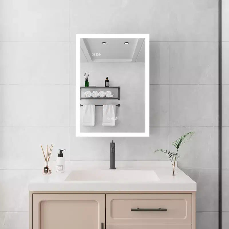 28x20 Inch LED Bathroom Medicine Cabinet with Lights and Mirror, Lighted Medicine Cabinet with Defogger