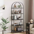 Garvee 5-Tier Bookshelf - Arched Metal Frame Bookcase, Tall Standing Shelf for Bedroom, Living Room &amp; Home Office