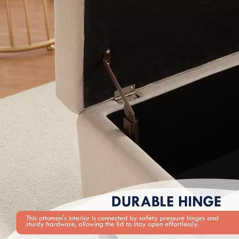 Banc de rangement ottoman avec couvercle à charnière relevable facile