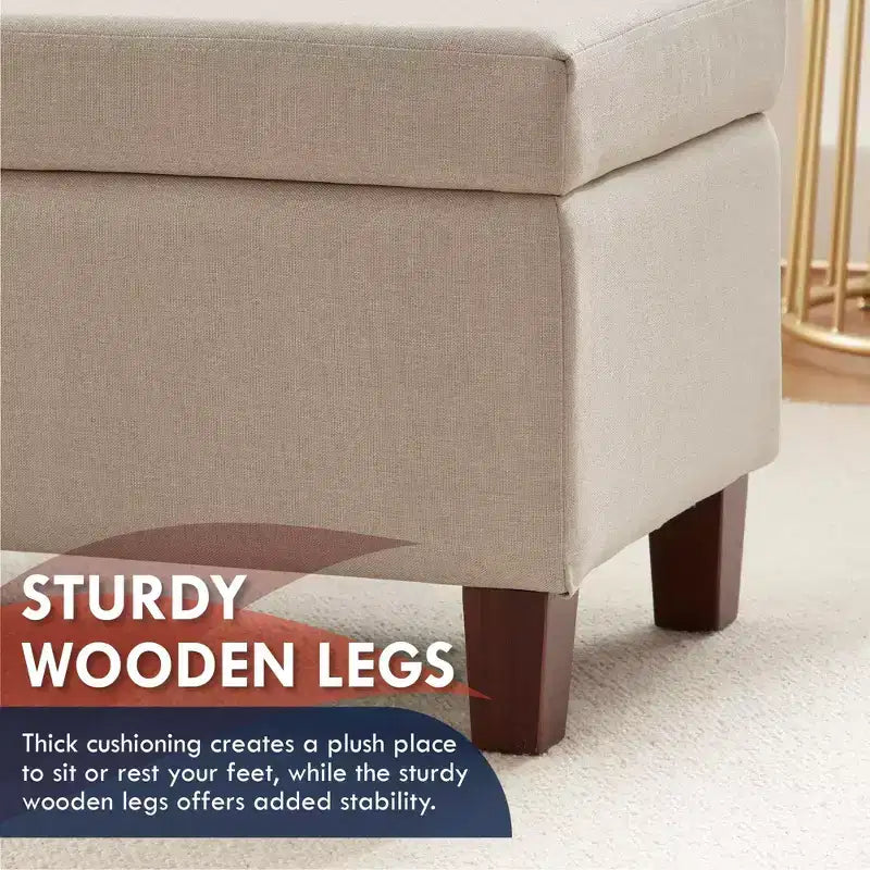 Banc de rangement ottoman avec couvercle à charnière relevable facile