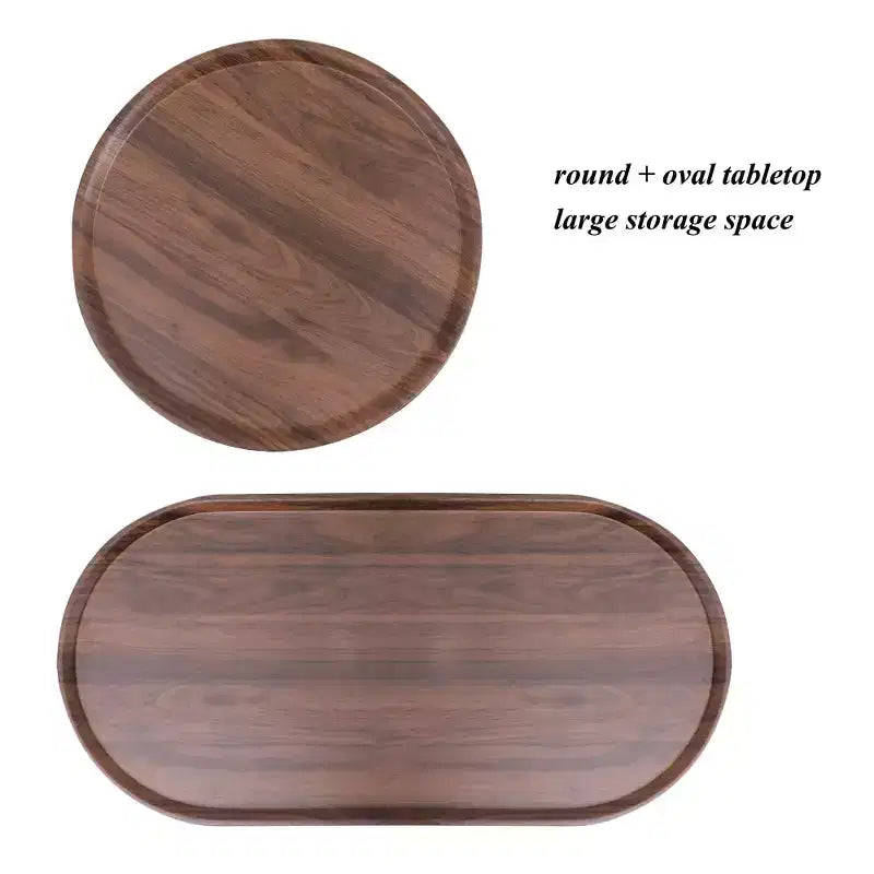 Table de chevet gain de place marron noyer pour salon - Table d'appoint moderne à 2 niveaux pour canapé