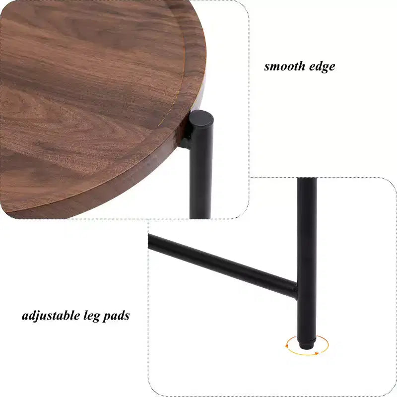 Table de chevet gain de place marron noyer pour salon - Table d'appoint moderne à 2 niveaux pour canapé