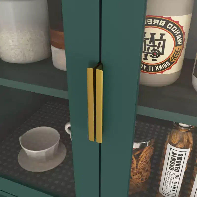 Bibliothèque haute de rangement avec porte en verre trempé et étagères réglables
