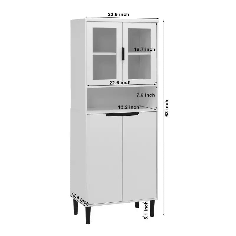Bibliothèque haute de rangement avec porte en verre trempé et étagères réglables