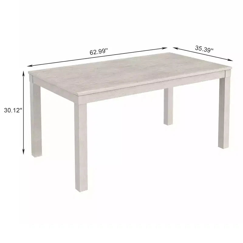 Table de salle à manger style ferme, table en bois d'hévéa avec 4 pieds en bois massif gris