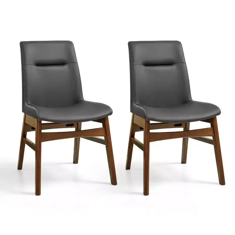 Subrtex Solid Wood dining Chair Faux Leather Upholstered Side Chair (Set of 2)