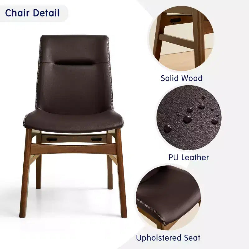 Chaise de salle à manger en bois massif, chaise d'appoint recouverte de similicuir