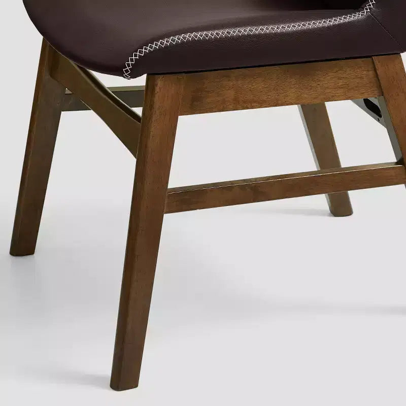 Chaise de salle à manger en bois massif, chaise d'appoint recouverte de similicuir
