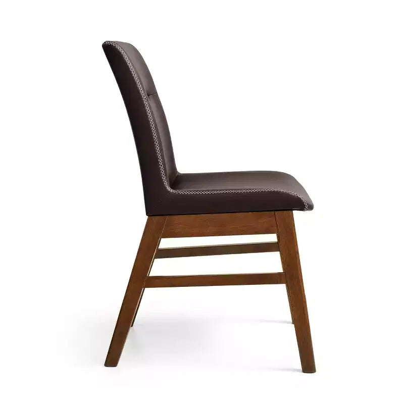 Chaise de salle à manger en bois massif, chaise d'appoint recouverte de similicuir
