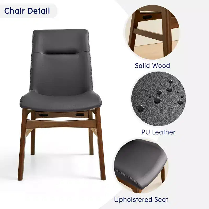 Chaise de salle à manger en bois massif, chaise d'appoint recouverte de similicuir