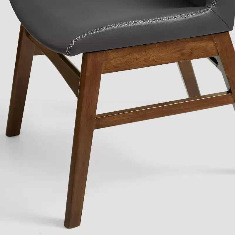 Chaise de salle à manger en bois massif, chaise d'appoint recouverte de similicuir