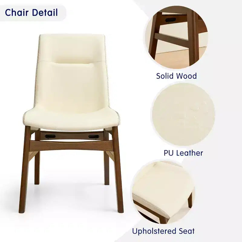 Chaise de salle à manger en bois massif, chaise d'appoint recouverte de similicuir