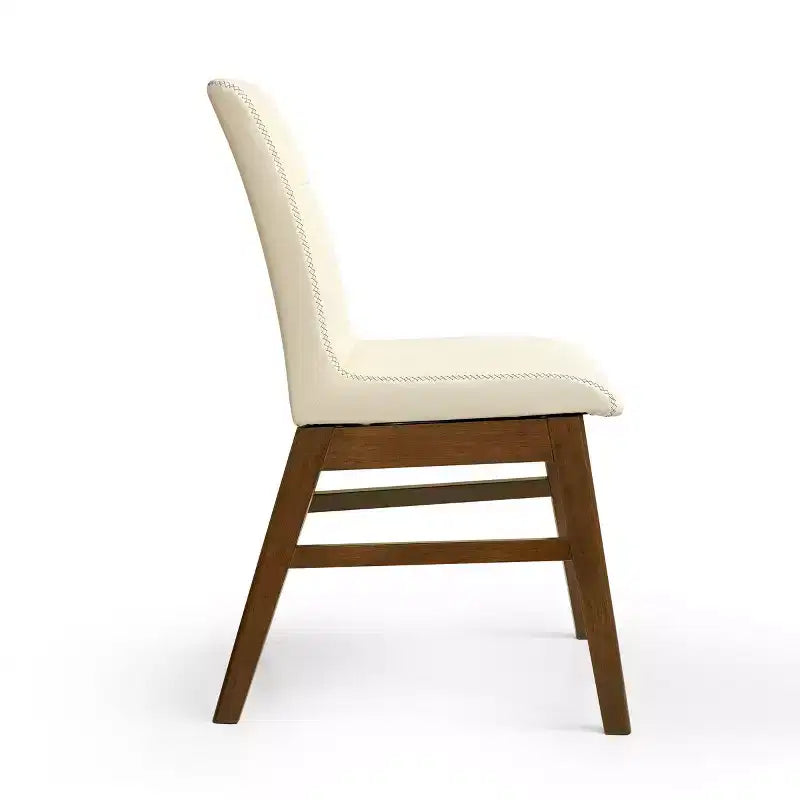 Chaise de salle à manger en bois massif, chaise d'appoint recouverte de similicuir