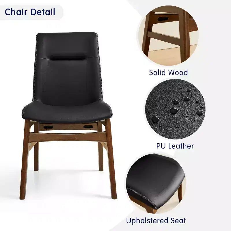 Chaise de salle à manger en bois massif, chaise d'appoint recouverte de similicuir