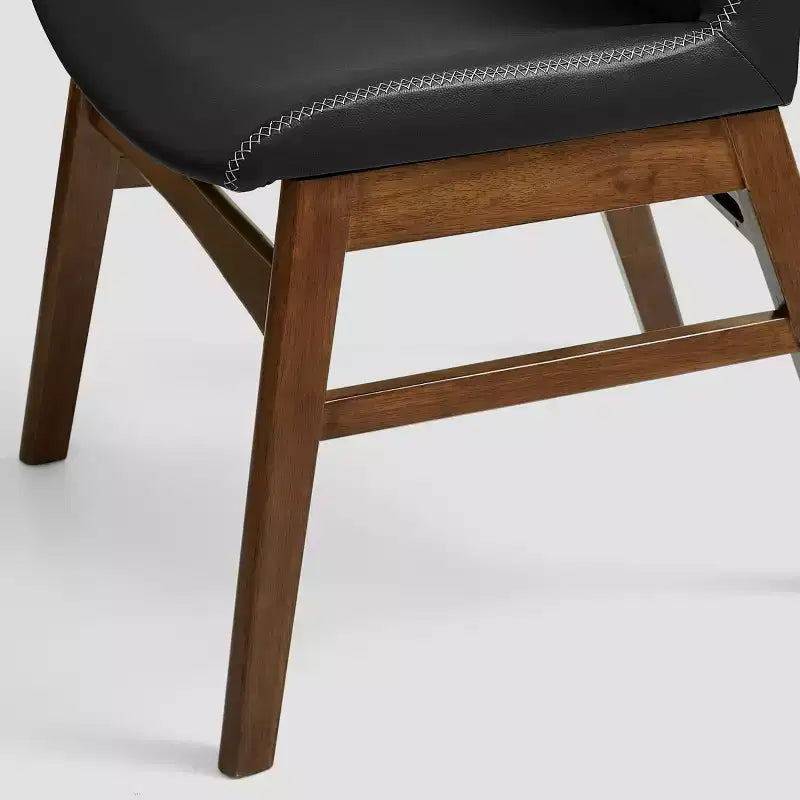 Chaise de salle à manger en bois massif, chaise d'appoint recouverte de similicuir
