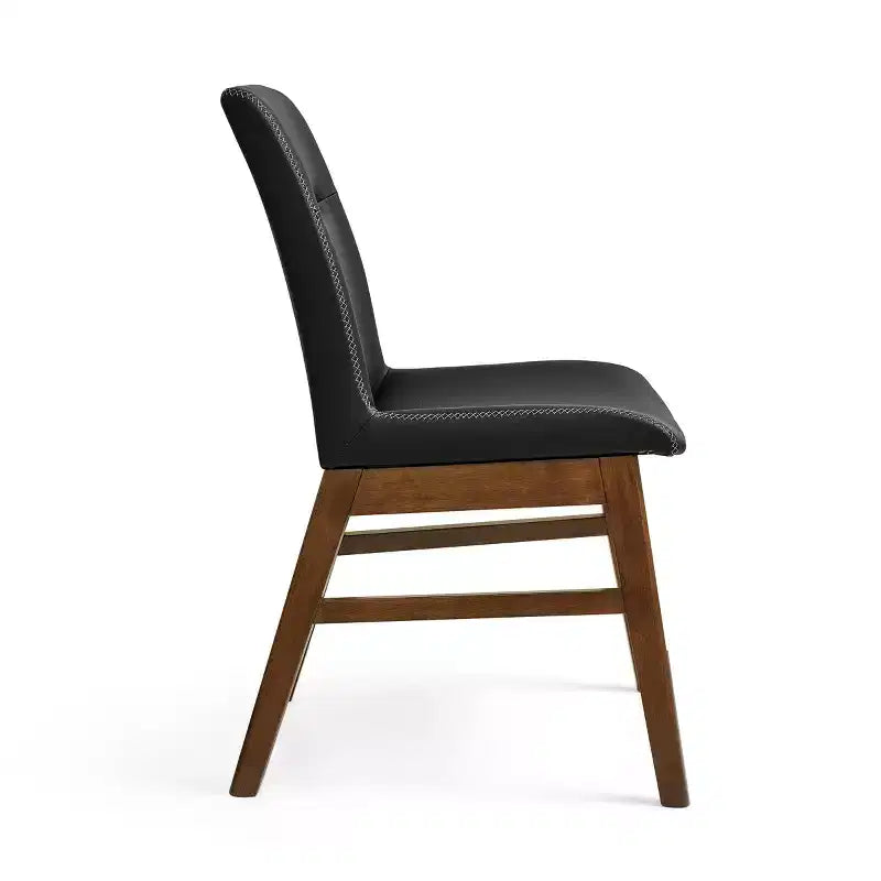 Chaise de salle à manger en bois massif, chaise d'appoint recouverte de similicuir