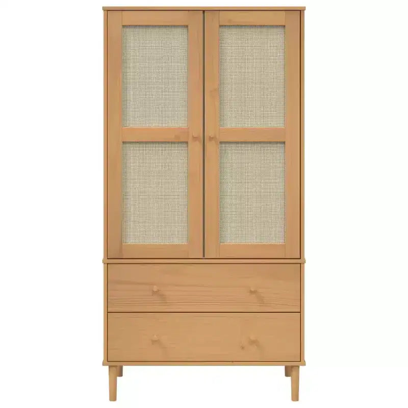 Armoire de rangement en rotin et pin massif