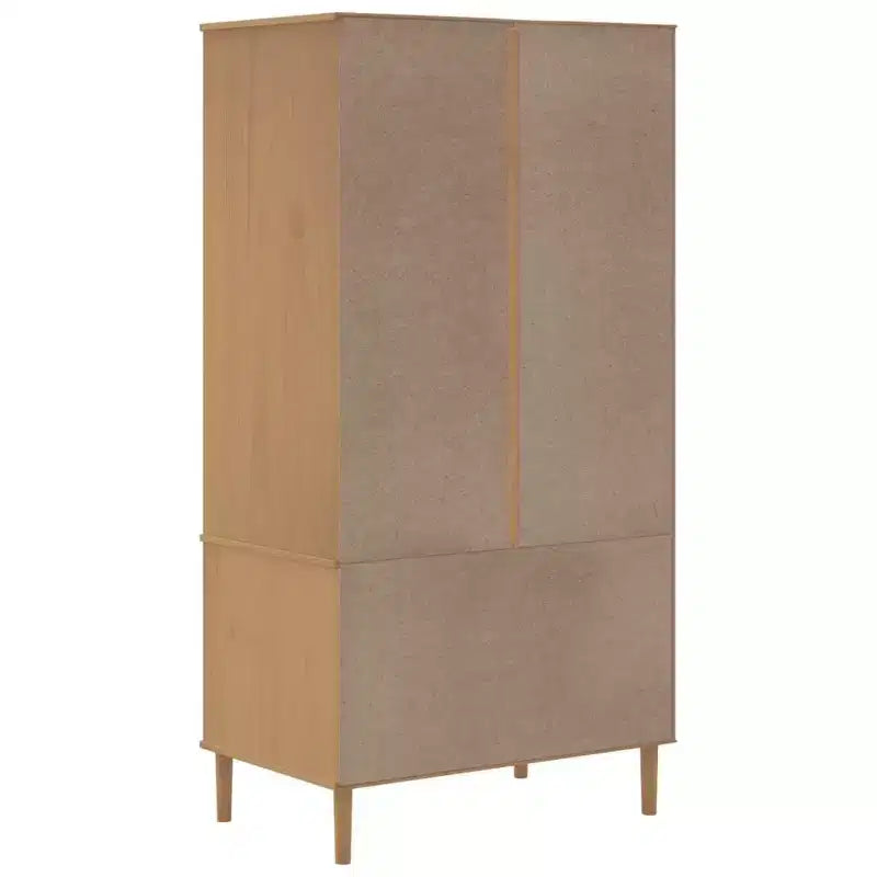 Armoire de rangement en rotin et pin massif