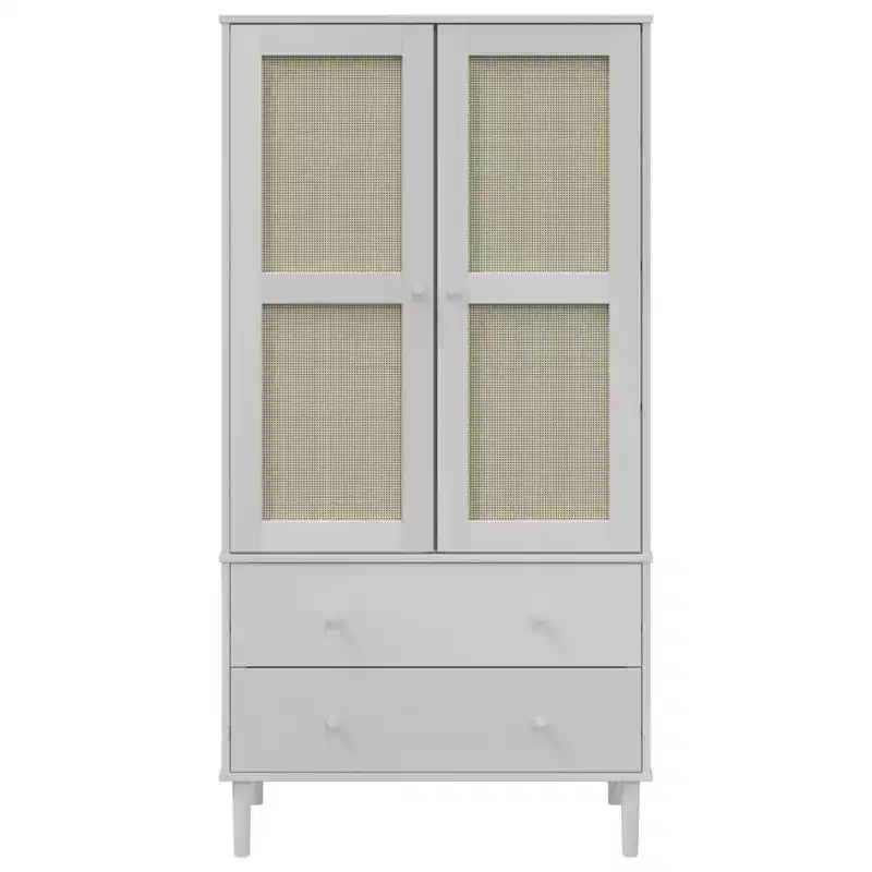 Armoire de rangement en rotin et pin massif