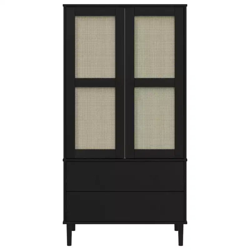 Armoire de rangement en rotin et pin massif