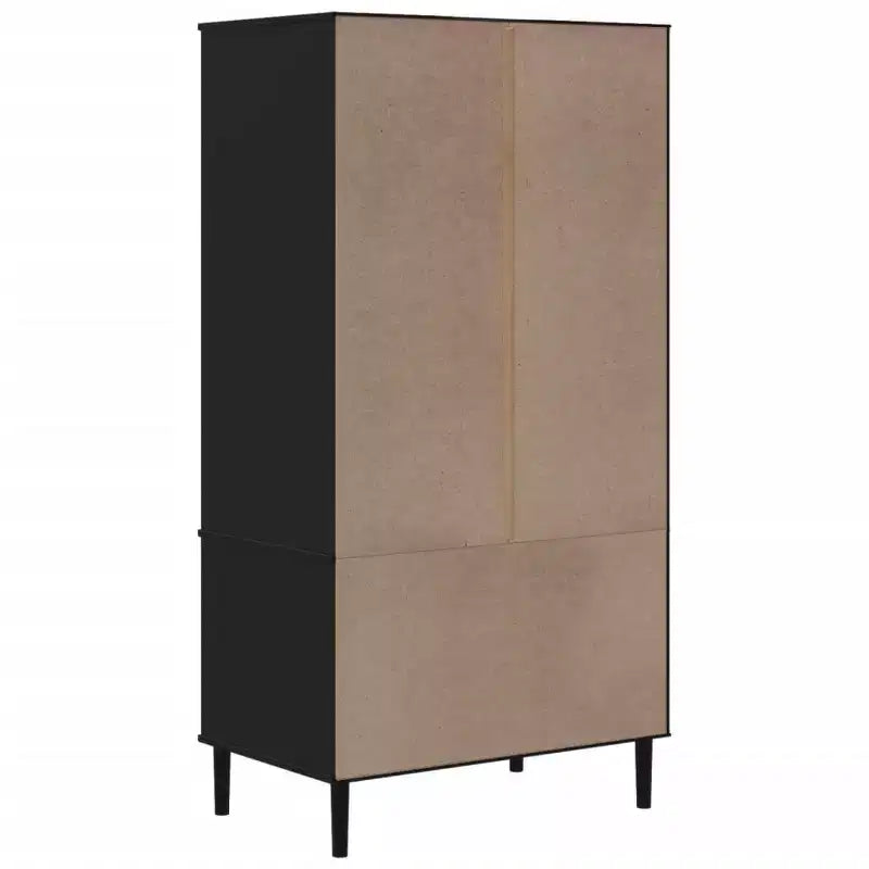 Armoire de rangement en rotin et pin massif
