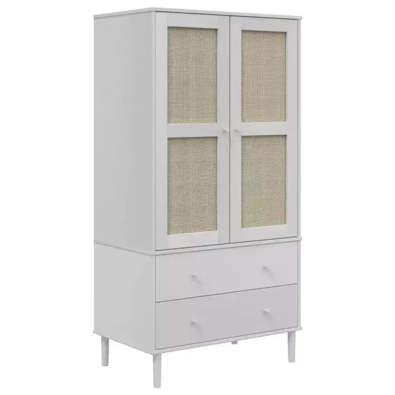 Armoire de rangement en rotin et pin massif