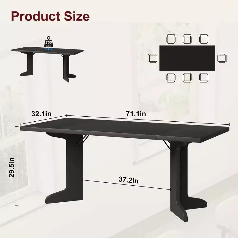71 Grande table à manger pour 6 à 8 personnes, table de dîner moderne aux pieds en bois uniques
