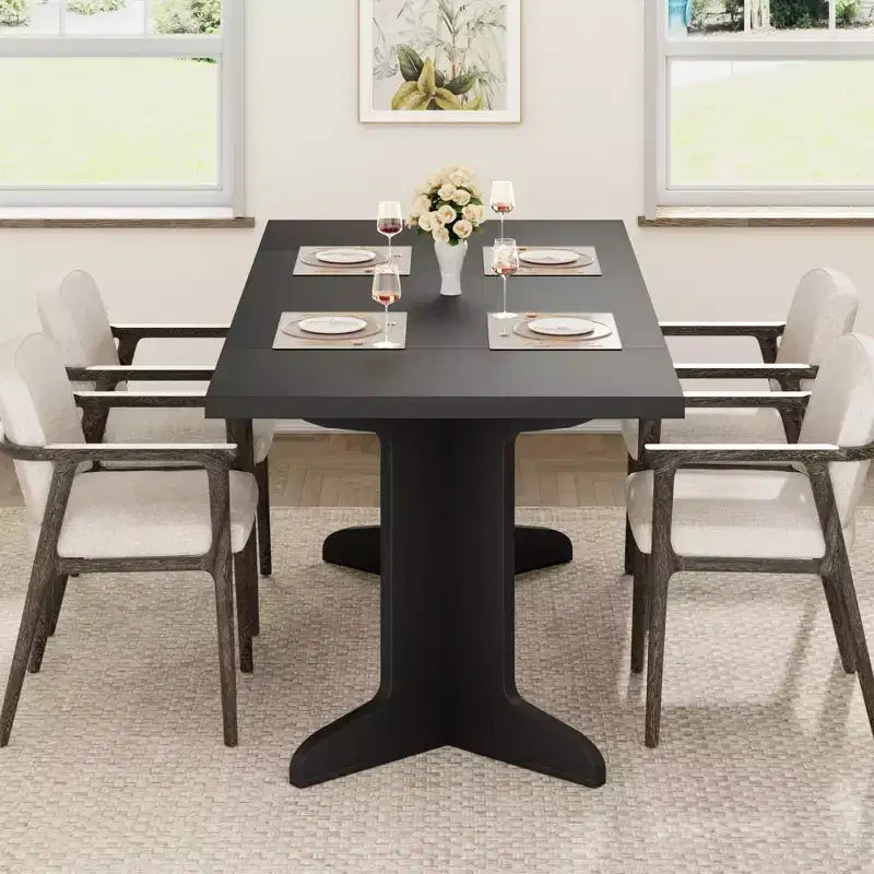 71 Grande table à manger pour 6 à 8 personnes, table de dîner moderne aux pieds en bois uniques