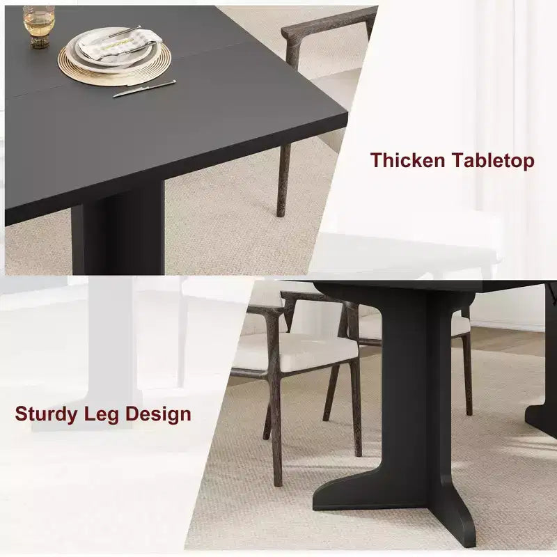71 Grande table à manger pour 6 à 8 personnes, table de dîner moderne aux pieds en bois uniques