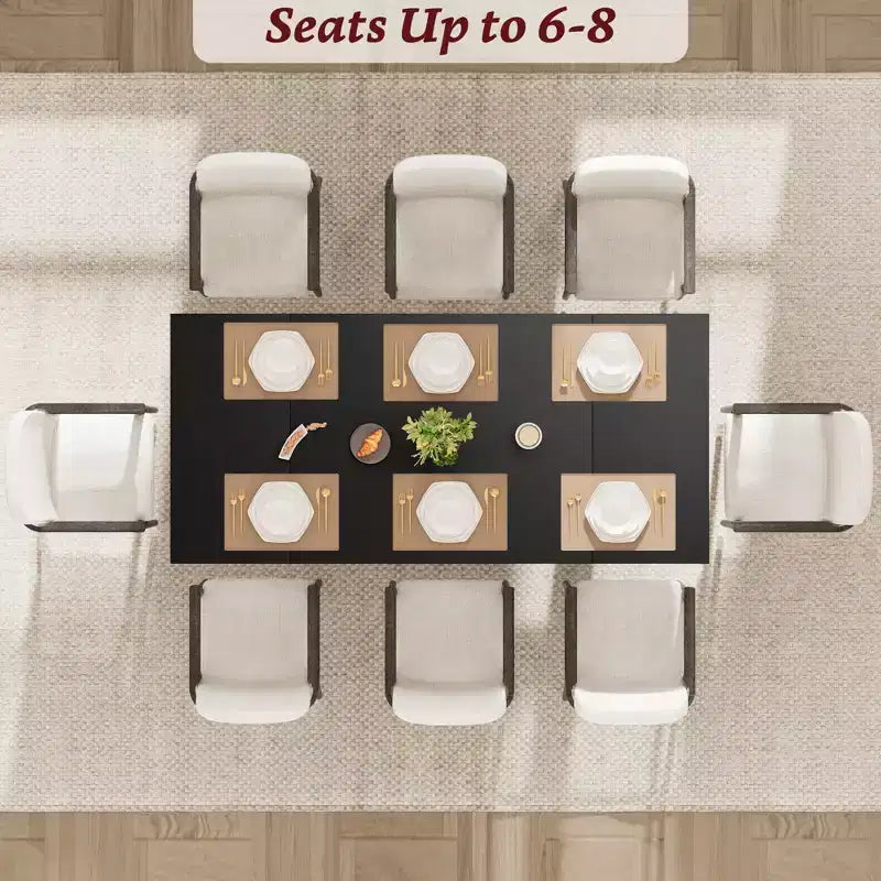 71 Grande table à manger pour 6 à 8 personnes, table de dîner moderne aux pieds en bois uniques