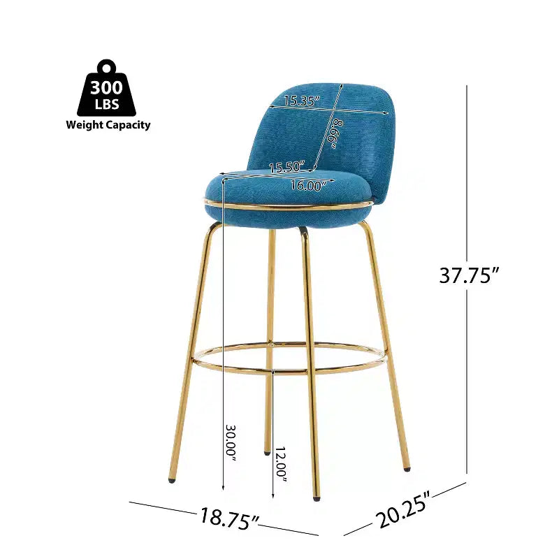 Tabourets de bar sans accoudoirs rembourrés à structure métallique d'intérieur