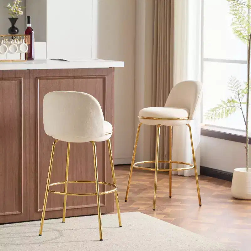 Tabourets de bar sans accoudoirs rembourrés à structure métallique d'intérieur