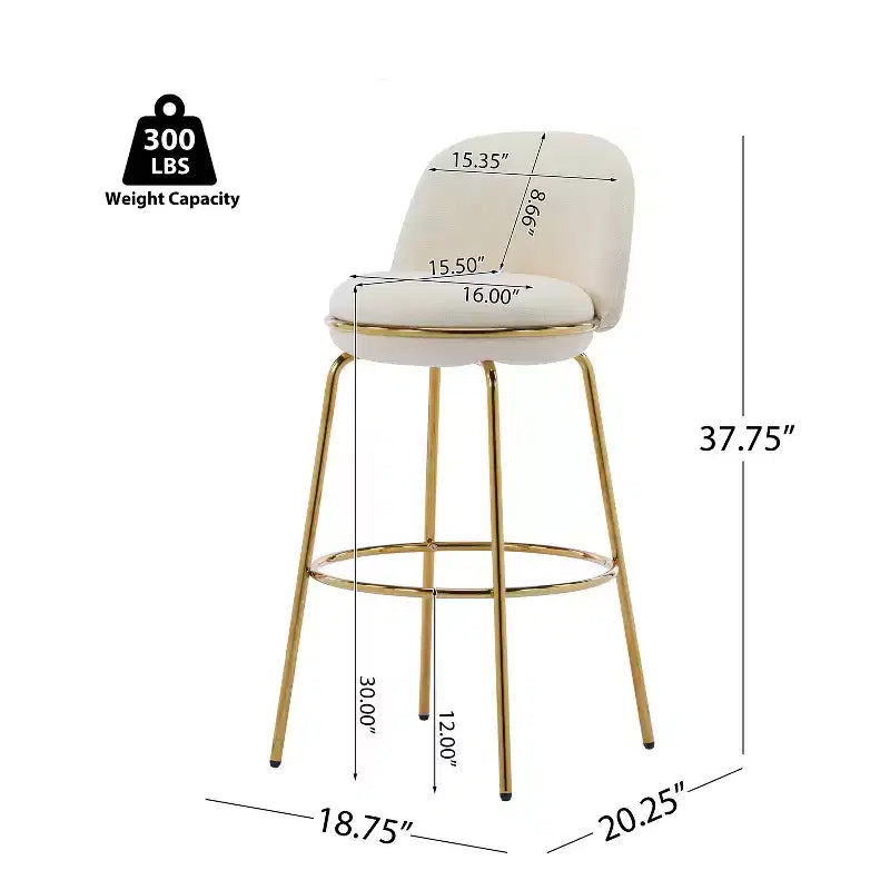 Tabourets de bar sans accoudoirs rembourrés à structure métallique d'intérieur