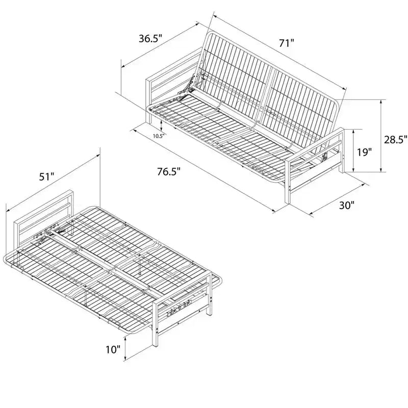 Structure de futon en métal