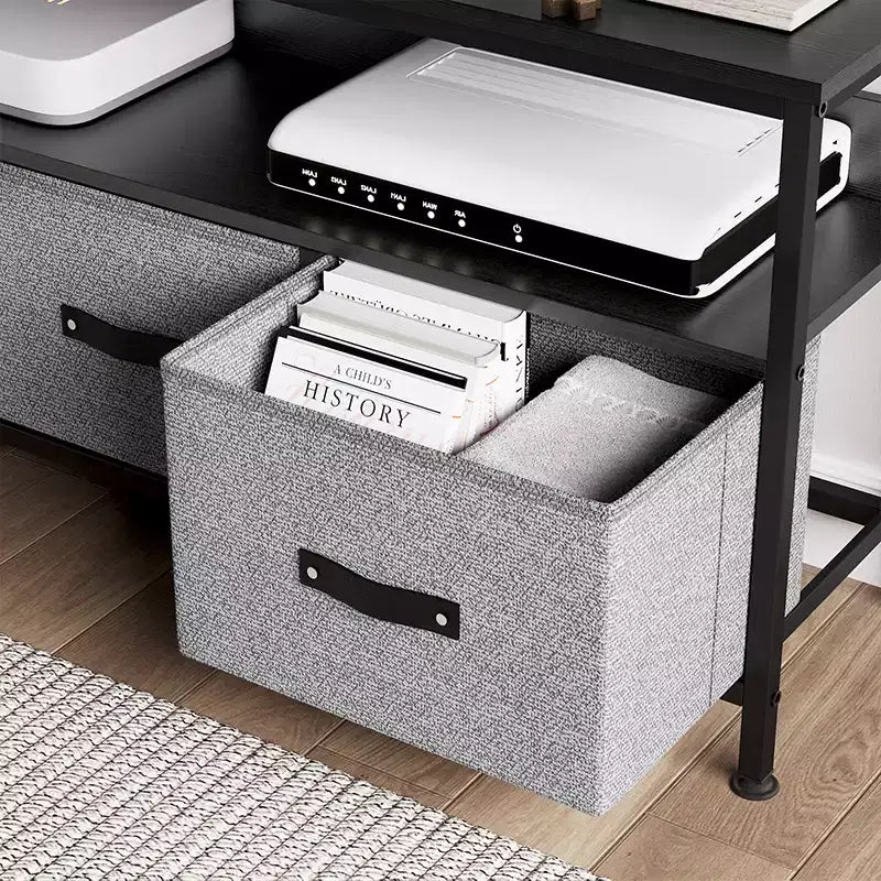 Meuble TV avec rangement, meuble TV compact de 55 pouces avec tiroirs et étagères