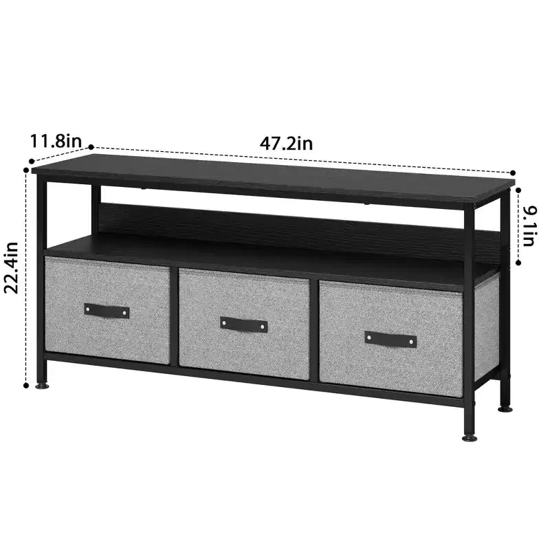 Meuble TV avec rangement, meuble TV compact de 55 pouces avec tiroirs et étagères