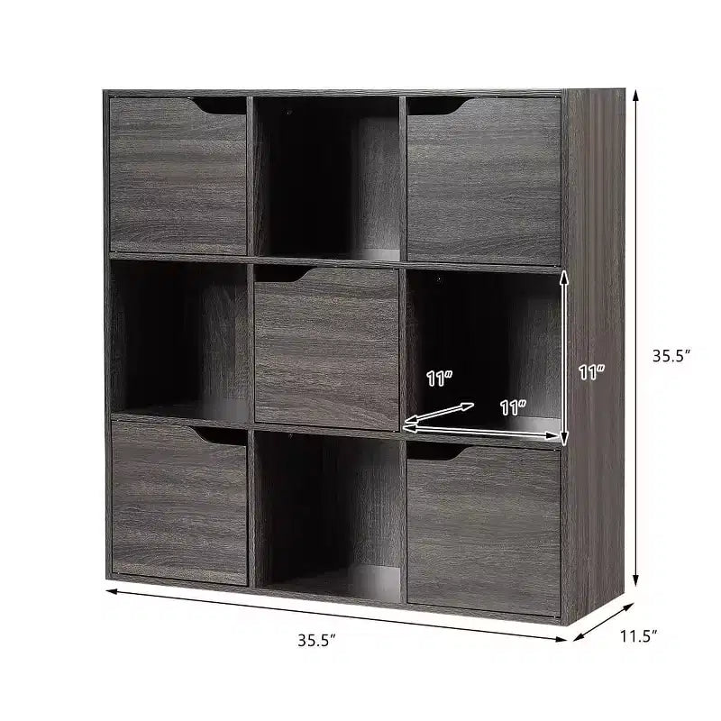 Meuble Bibliothèque en Bois Étagères de Rangement Gris/Blanc