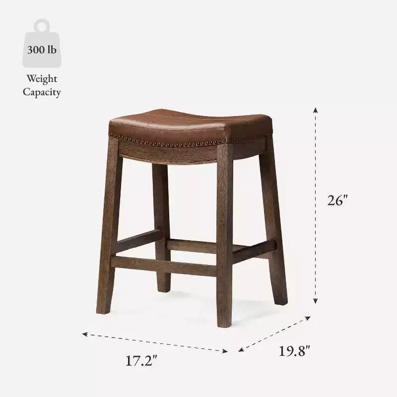 Tabouret de comptoir sans dossier en similicuir 26