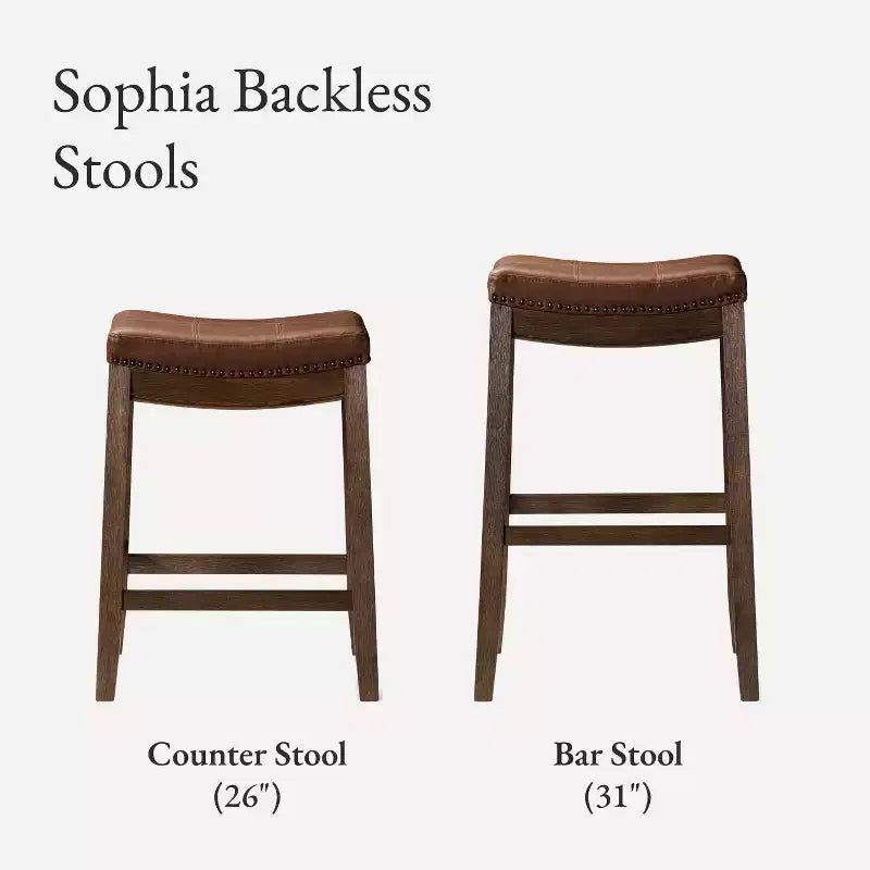 Tabouret de comptoir sans dossier en similicuir 26