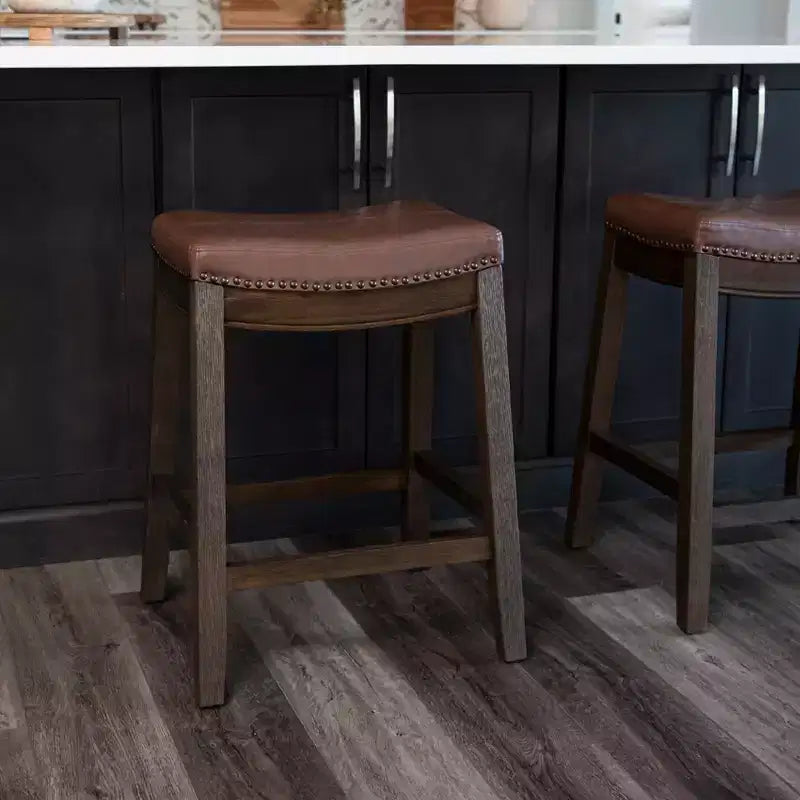 Tabouret de comptoir sans dossier en similicuir 26