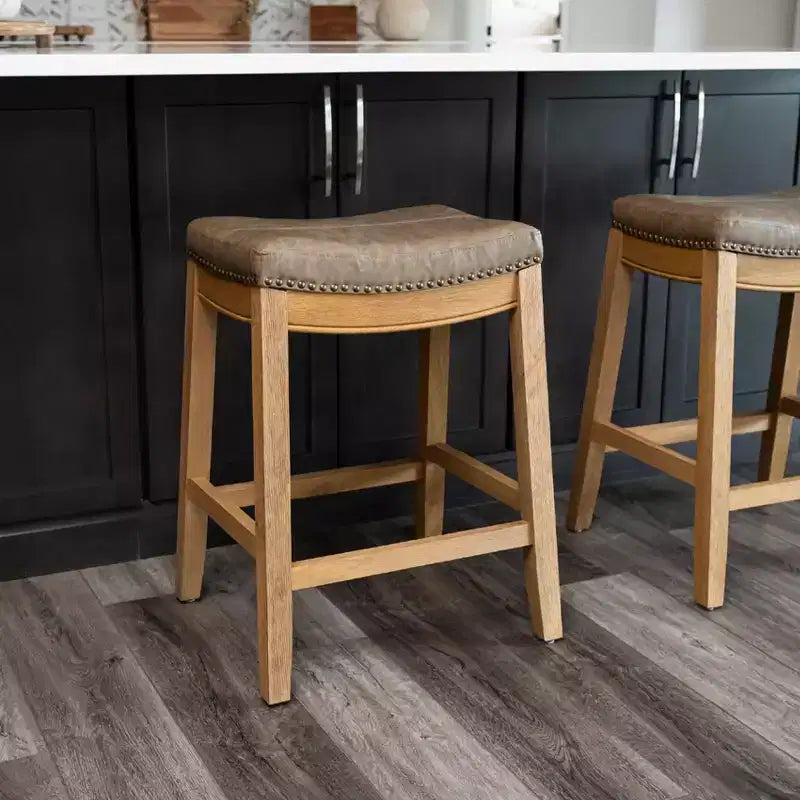 Tabouret de comptoir sans dossier en similicuir 26