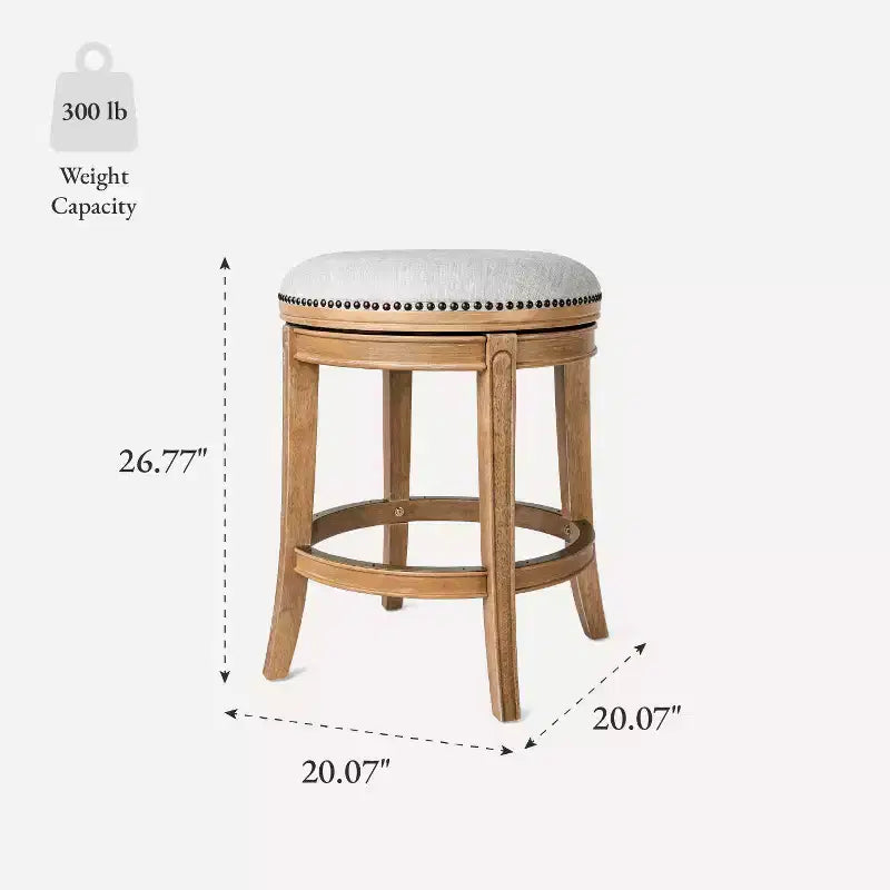 Tabouret de comptoir pivotant sans dossier avec revêtement en tissu