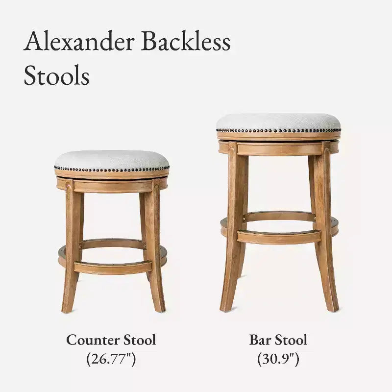 Tabouret de comptoir pivotant sans dossier avec revêtement en tissu