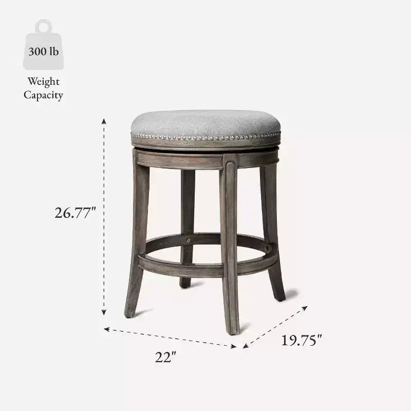 Tabouret de comptoir pivotant sans dossier avec revêtement en tissu
