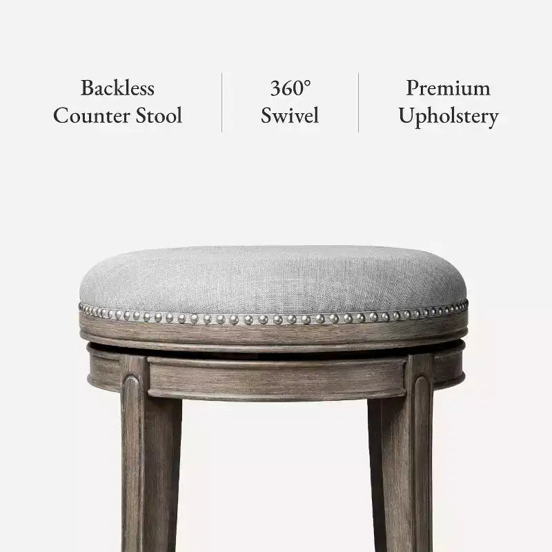 Tabouret de comptoir pivotant sans dossier avec revêtement en tissu