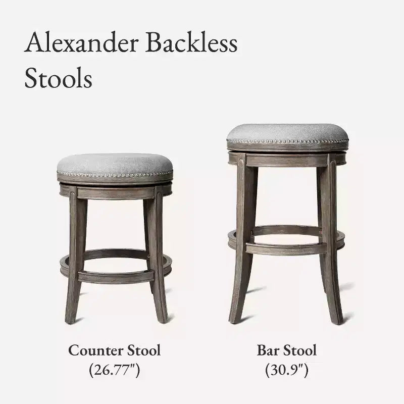 Tabouret de comptoir pivotant sans dossier avec revêtement en tissu