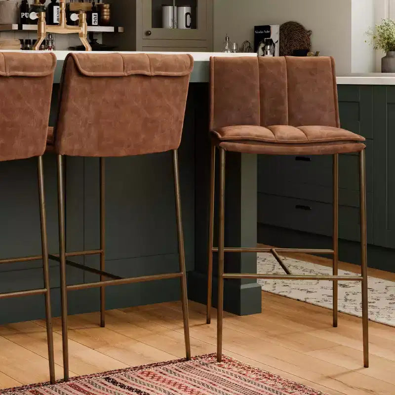Tabouret de bar en métal avec assise en simili cuir 29 po