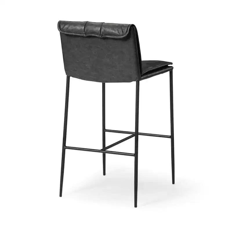 Tabouret de bar en métal avec assise en simili cuir 29 po