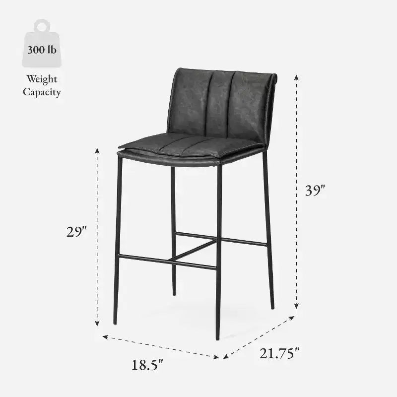 Tabouret de bar en métal avec assise en simili cuir 29 po